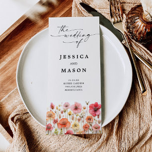 Love in Bloom Flower Stems Trifold Wedding Program Flyer