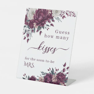 Love in Bloom Flowers Burgundy Cream Guess How  Pedestal Sign