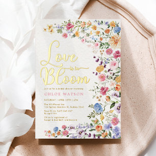 Love in Bloom: Garden Flowers Bridal Shower Foil Invitation