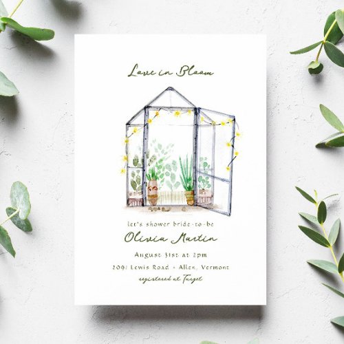 Love in Bloom Greenhouse Garden Bridal Shower Invitation