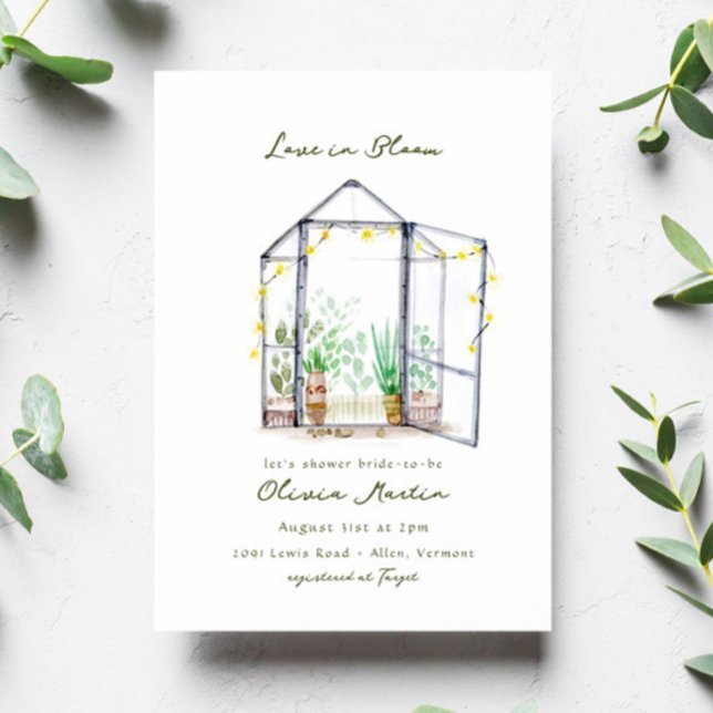 Love in Bloom Greenhouse Garden Bridal Shower Invitation (Creator Uploaded)