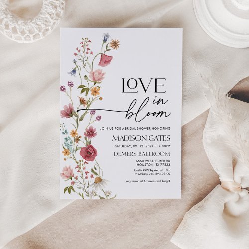 Love In Bloom Invitation Wildflower Bridal Shower Invitation