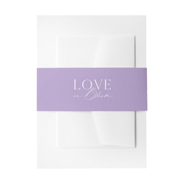Love in Bloom Lavender Wedding Invitation Belly Band (Front Example)