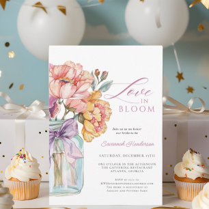 Love In Bloom Mason Jar Floral Bridal Shower Invitation
