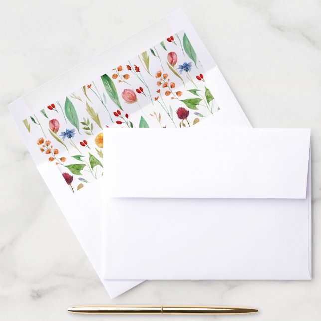 Love in Bloom Meadow Wildflowers Envelope Liner (Desk)