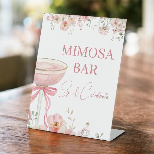 Love in Bloom Mimosa Bar Bridal Shower Pedestal Sign (Creator Uploaded)