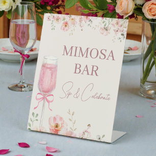 Love in Bloom Mimosa Bar Bridal Shower Pedestal Sign