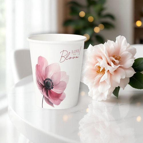 love in bloom minimal bridal shower paper cups