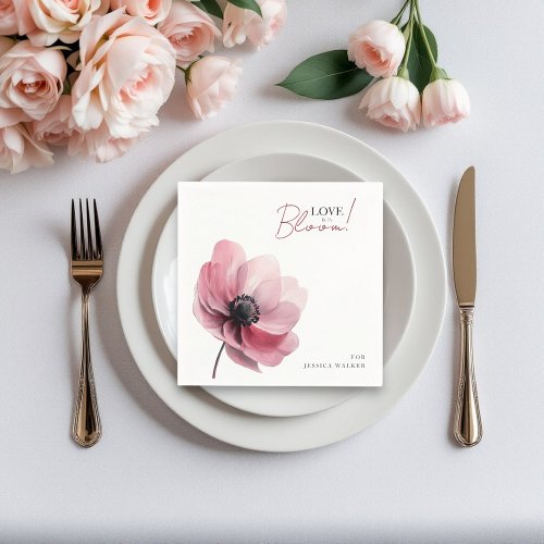 love in bloom minimal bridal shower Paper Napkin