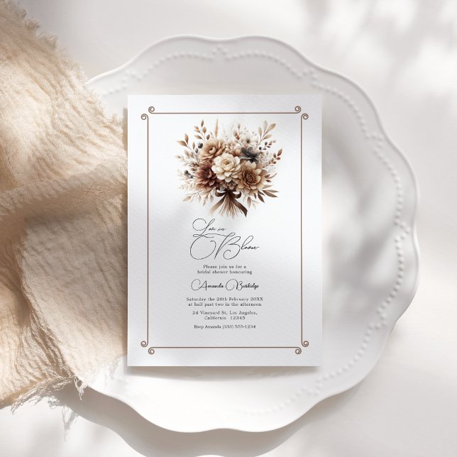 Love in Bloom Mocha Mousse Floral Bridal Shower Invitation (Love in Bloom Mocha Mousse Floral Bridal Shower Invitation)