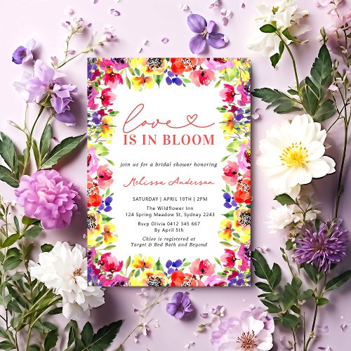 Love in Bloom Modern Colorful Floral Bridal Shower Invitation