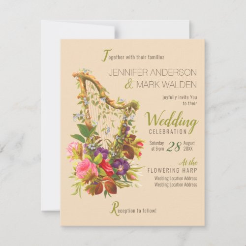 Love in bloom Music related CC0318 Floral Wedding  Invitation