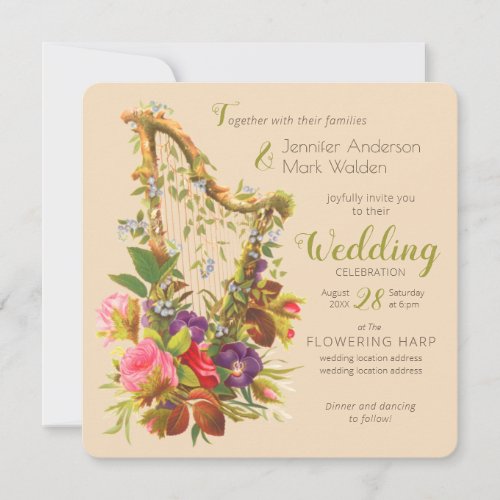 Love in bloom Music related CC0593 Floral Wedding Invitation