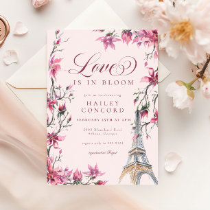 Love in Bloom Paris Pink Bridal Shower Invitation