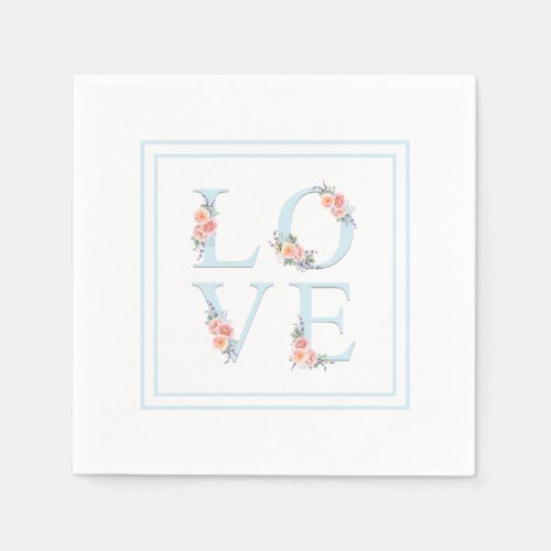 Love in Bloom Pastel Floral Alphabet Paper Napkins