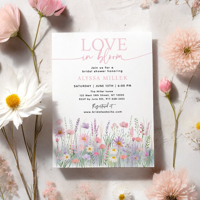 Love in Bloom Pastel Wildflowers Bridal Shower Invitation (Creator Uploaded)
