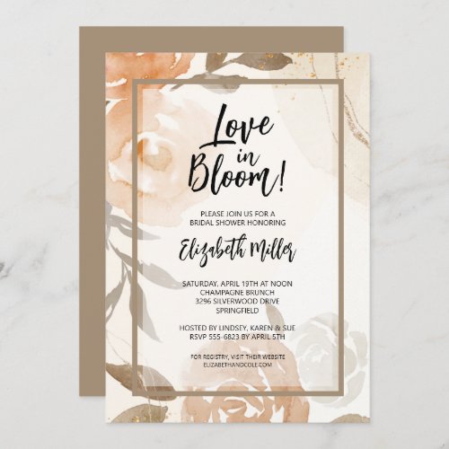 Love in Bloom Peach Floral Bridal Shower Invitation