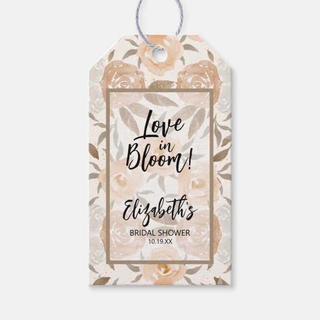 Love in Bloom Peach Floral Favor Gift Tags (Front)
