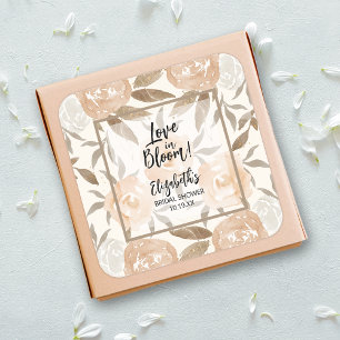 Love in Bloom Peach Floral Square Sticker