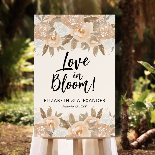 Love in Bloom Peach Flowers Wedding Welcome Foam Board (Creator Uploaded)