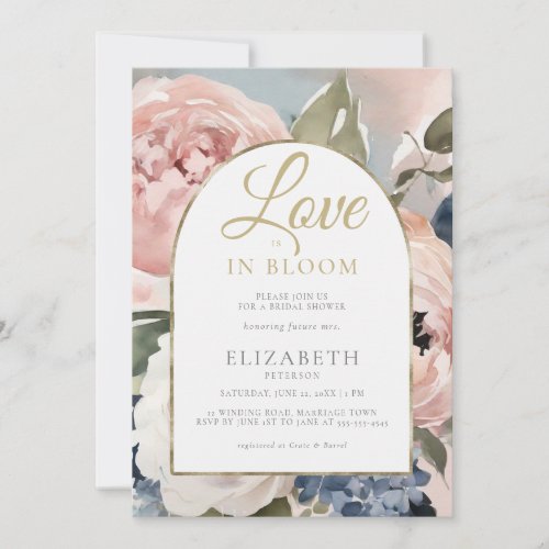  Love in Bloom Peony Gold Boho Arch Bridal Shower Invitation