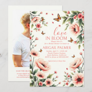 Love in Bloom pink anemones bridal shower  Invitation