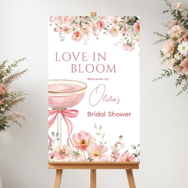 Love in Bloom Pink Bow Welcome Sign Bridal Shower (Creator Uploaded)