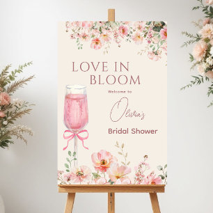 Love in Bloom Pink Bow Welcome Sign Bridal Shower