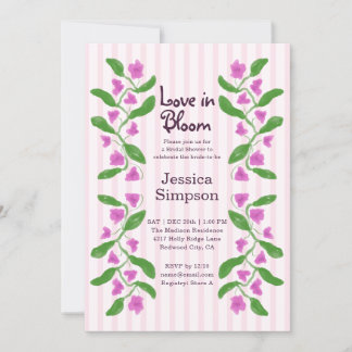 Love in Bloom Pink Floral Bridal Shower Invitation