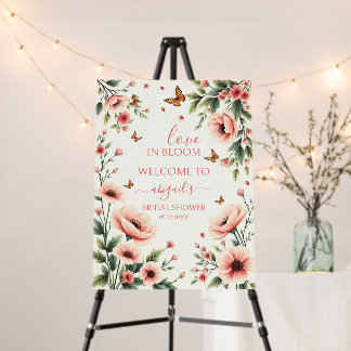 Love in Bloom pink flowers bridal shower welcome Foam Board