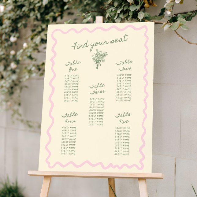 Love in Bloom Pink Sage Seating Chart Foam Board (Creator Uploaded)