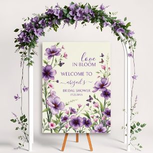 Love in Bloom purple flowers bridal shower welcome Foam Board