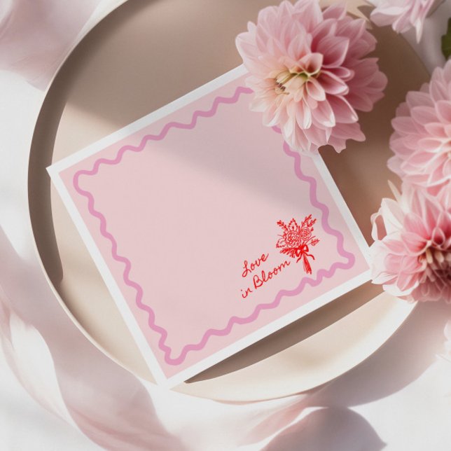 Love in Bloom Red Pink Bridal Shower Napkins (Creator Uploaded)