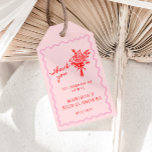 Love in Bloom Red Pink Bridal Shower Welcome Gift Tags<br><div class="desc">Celebrate the upcoming nuptials of your favorite bride-to-be in style with our quirky and whimsical bridal shower thank you tag! This design features a beautiful hand-drawn flower bouquet in a fun and playful style, accompanied by a casual, handwritten font that perfectly captures the excitement and joy of the occasion. The...</div>