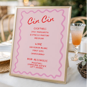 Love in Bloom Red Pink Cin Cin Bar Menu Poster