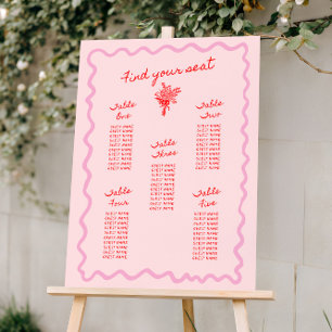 Love in Bloom Red Pink Seating Chart Foam Board