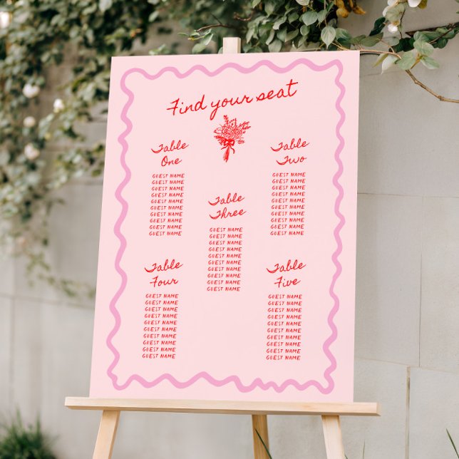 Love in Bloom Red Pink Seating Chart Foam Board (Creator Uploaded)