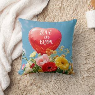 Love in Bloom – Romantic Floral Heart Throw Pillow