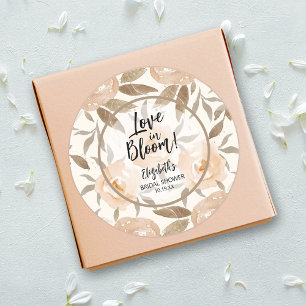 Love in Bloom Rustic Peach Floral Classic Round Sticker
