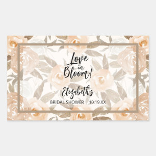 Love in Bloom Rustic Peach Floral Rectangular Sticker