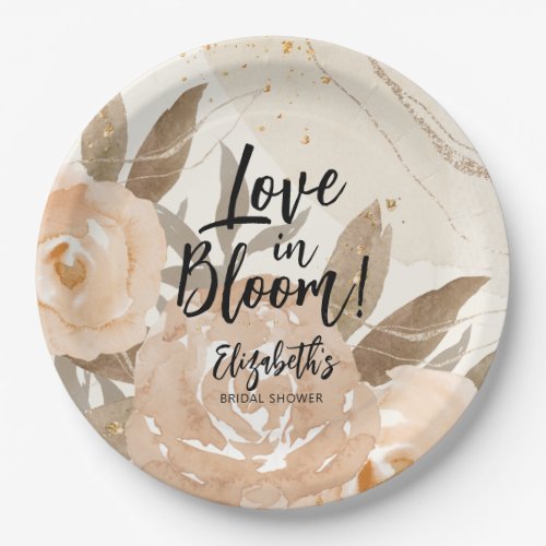 Love in Bloom Rustic Peach Flowers Paper Plates