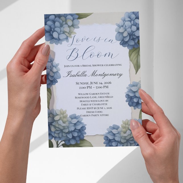 Love in Bloom Rustic Spring Blue Hydrangea Invitation (Love in Bloom Rustic Spring Blue Hydrangea Invitations
)