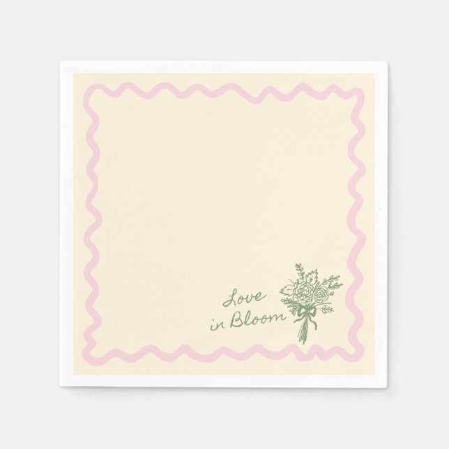 Love in Bloom Sage Pink Bridal Shower Napkins (Front)