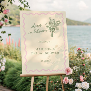 Love in Bloom Sage Pink Bridal Shower Welcome Foam Board