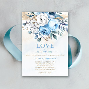 Love in Bloom Something Blue Roses Bridal Shower Invitation