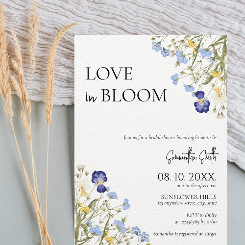 Love in Bloom Spring Bridal Shower Wildflower Invitation