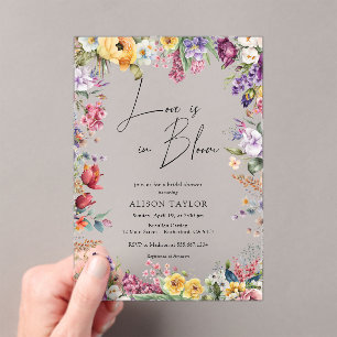 Love In Bloom Spring Floral Bridal Shower  Acrylic Invitations