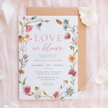 Love In Bloom Spring Floral Bridal Shower Invitation by SweetRainDesign at Zazzle