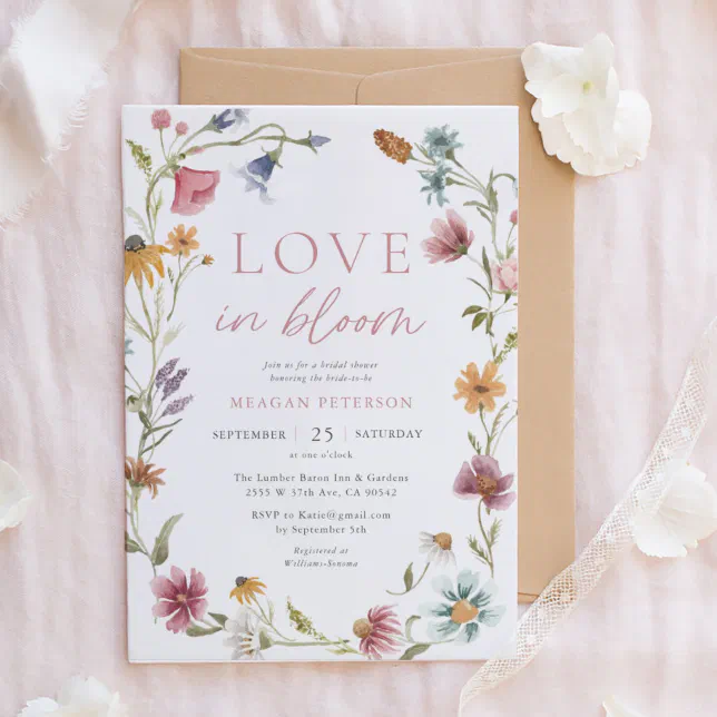 Love In Bloom Spring Floral Bridal Shower Invitation | Zazzle