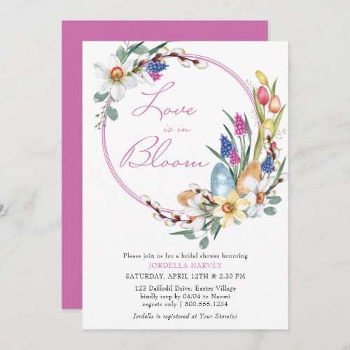 Love in Bloom Spring Floral Wreath Bridal Shower Invitation